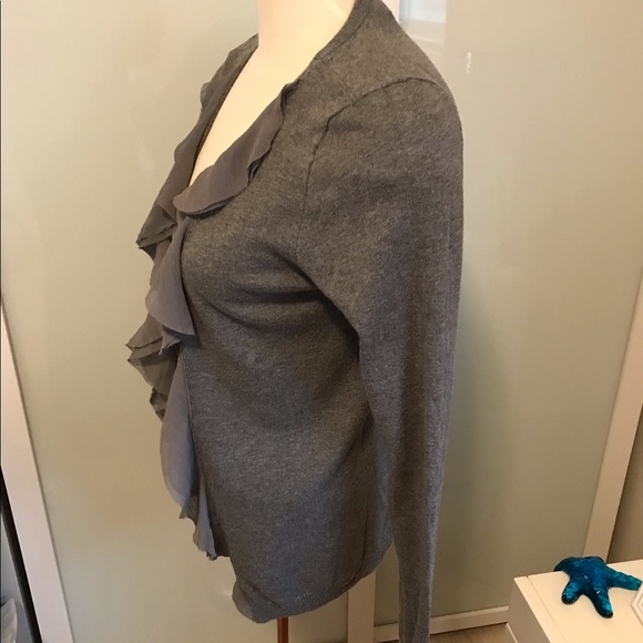 Hollister Grey Open Front Ruffle Cardigan - Picture 4 of 5